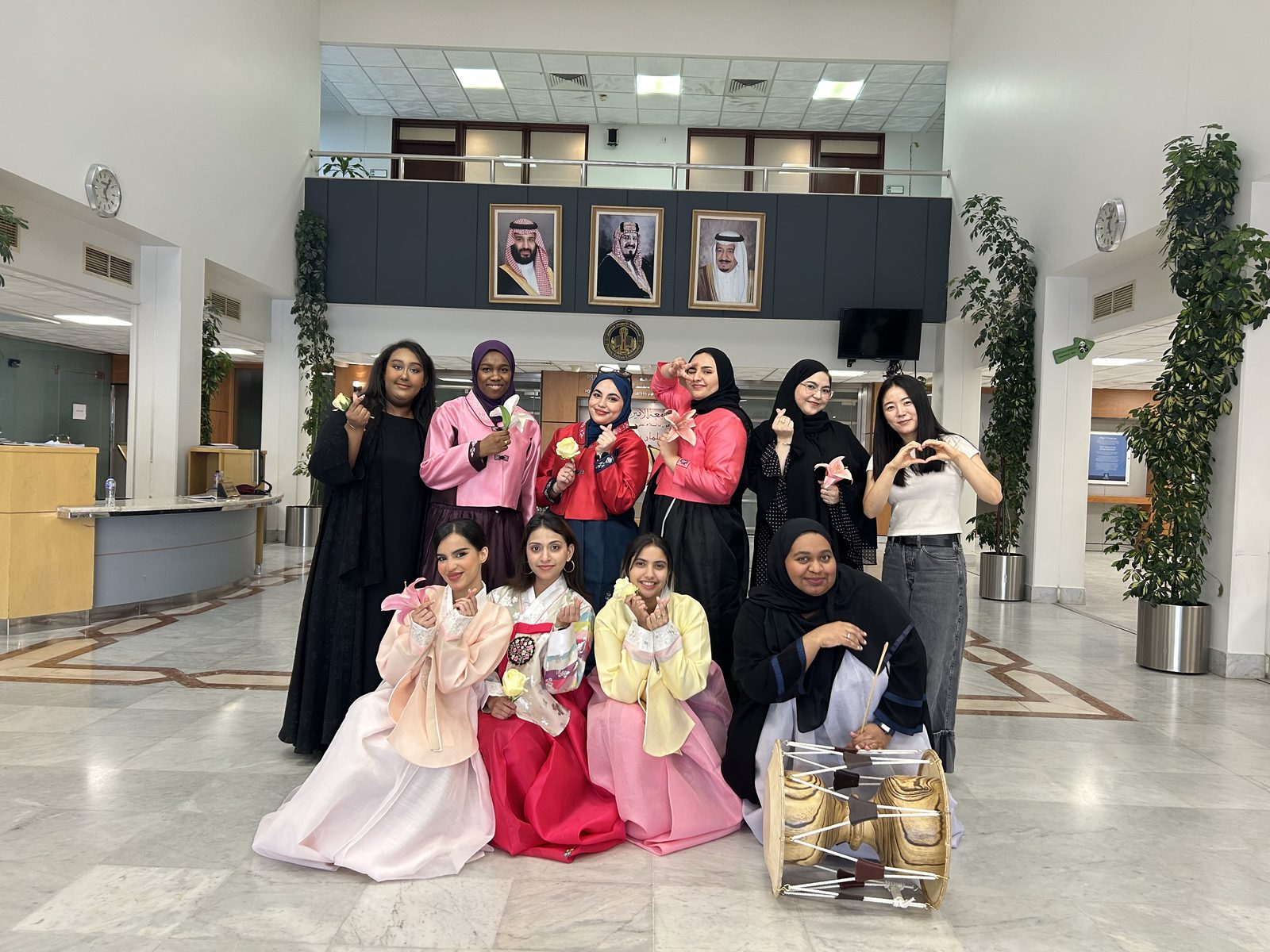 KOSA Choir with Hyojung Jung, in hanbok, after their performance of 〈꽃타령〉 Flower Song at the 2026 Sejong Culture Competition